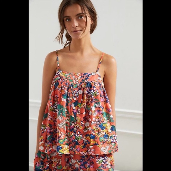 Anthropologie orange floral modal sleep swing tank top womens XS - Picture 2 of 9